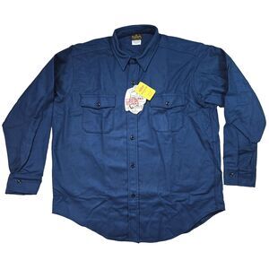 Vintage Made in USA Deerskin 2XL Blue Flannel Shirt Union Made NOS 90s